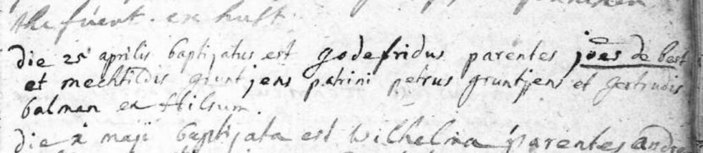 Taufe Godefridus de Best 25. April 1718